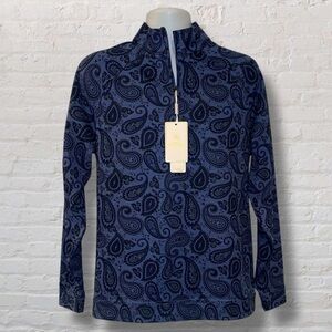 Hart Schaffner Marx Blue Paisley 1/4 Zip Performance Pullover Men’s Medium NWT